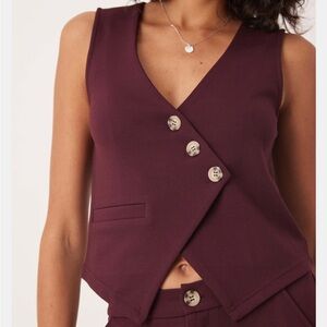 Maroon Jersey Twill Asymmetric Vest Top